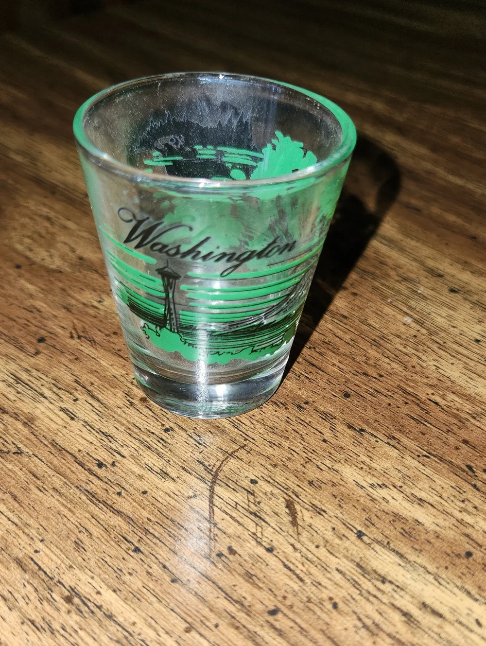 Washington Souvenir Shot Glass with Green Graphic